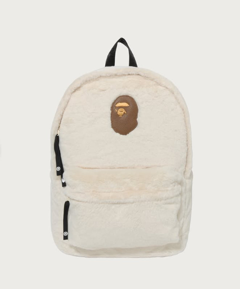 A BATHING APE APE HEAD FAUX FUR DAYPACK