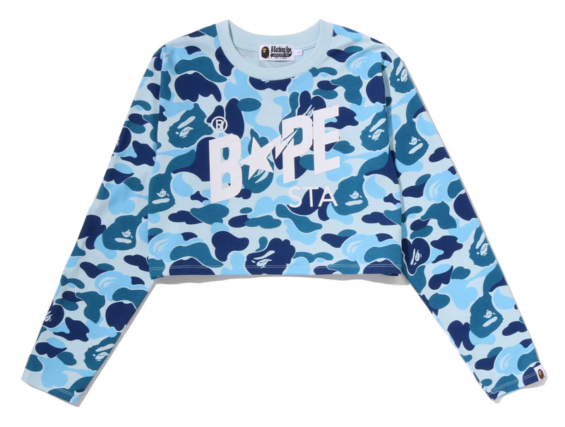 A BATHING APE Ladies' ABC CAMO BAPE STA LOGO CROPPED L/S TEE