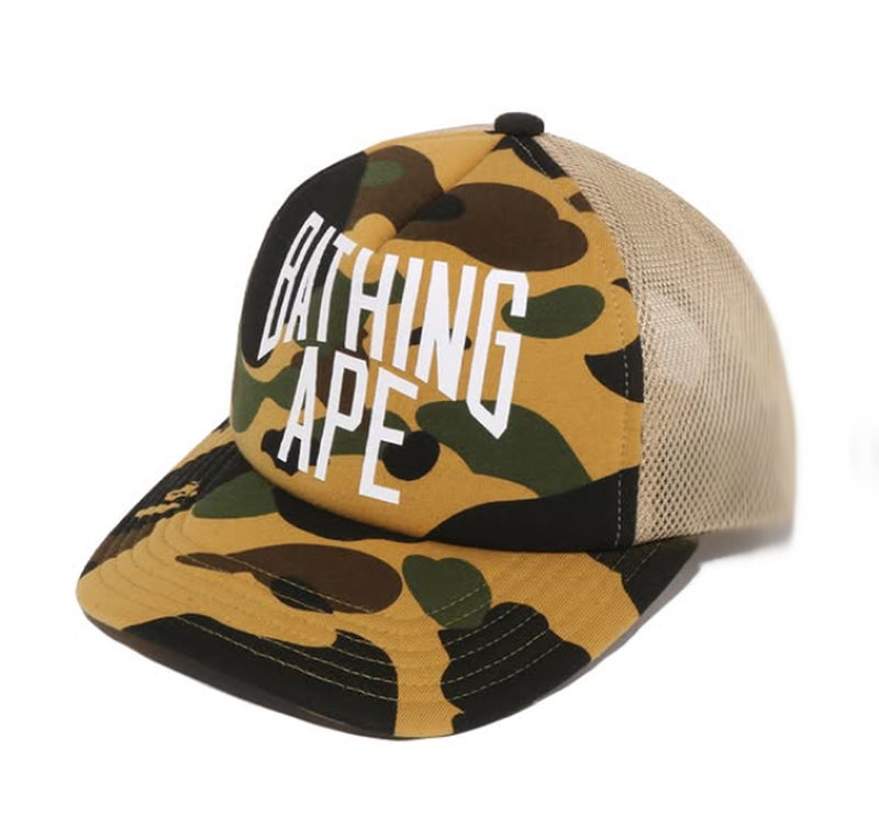 A BATHING APE 1ST CAMO NYC LOGO MESH CAP