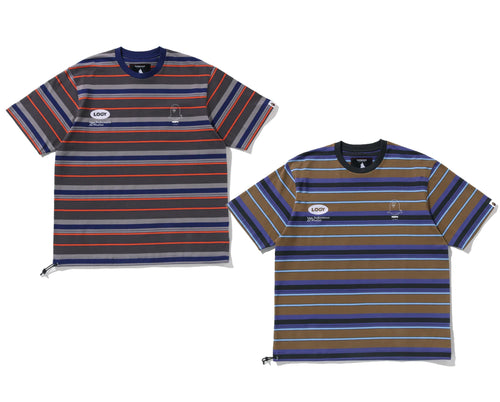 A BATHING APE BAPE BY KAZUKI KURAISHI MULTI STRIPE SHORT SLEEVES TEE