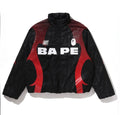 A BATHING APE ABA FLAME MONOGRAM JACQUARD MULTI LOGO PADDED JACKET