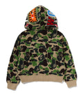 A BATHING APE Ladies' ABC CAMO TOWEL JACQUARD SHARK CROPPED FULL ZIP HOODIE