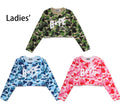 A BATHING APE Ladies' ABC CAMO BAPE STA LOGO CROPPED L/S TEE