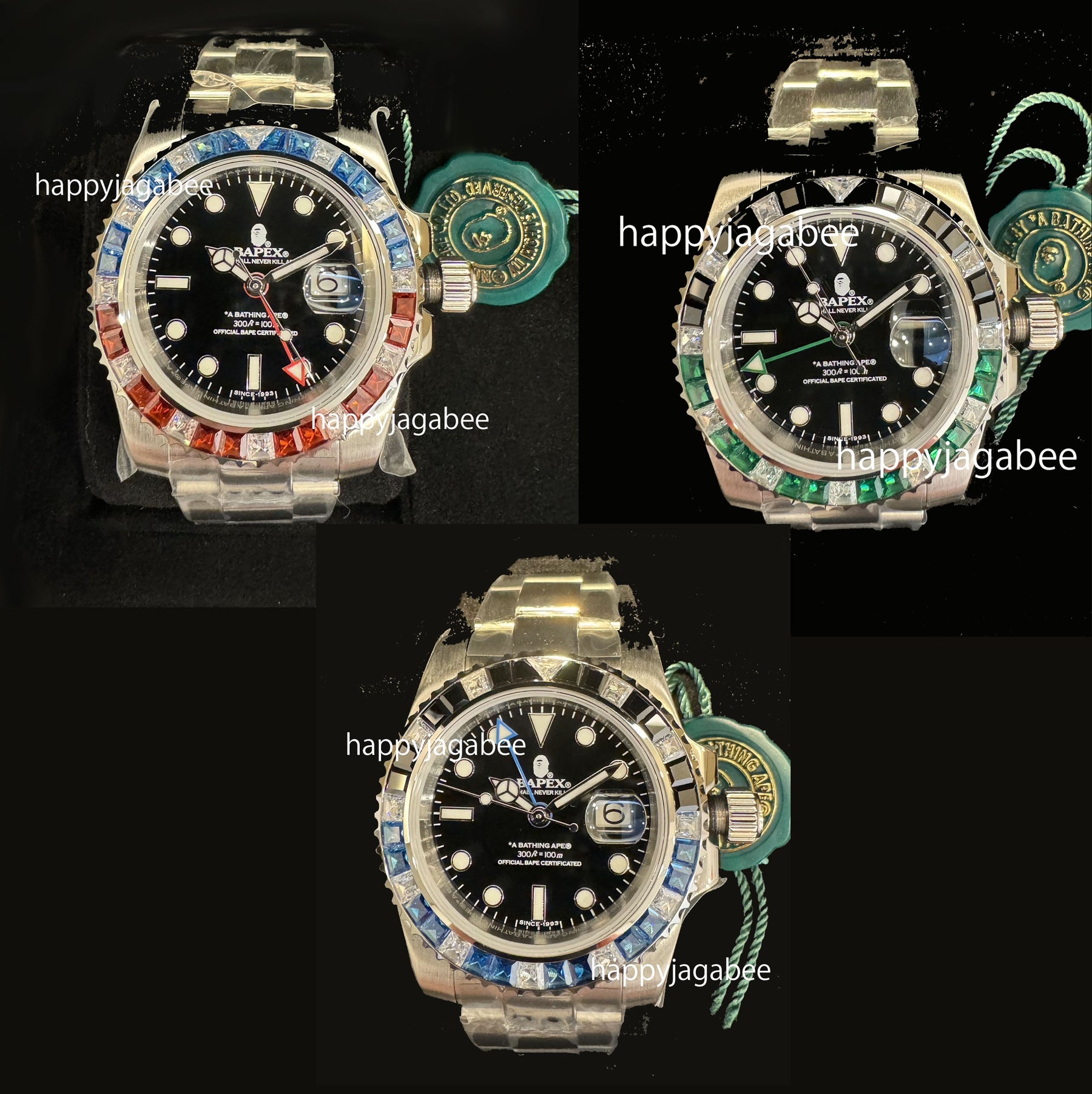 BAPE Type 1 BAPEX Crystal Stone Watch Green