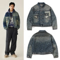 A BATHING APE CLOUD CAMO JACQUARD UPCYCLED DENIM TRUCKER JACKET
