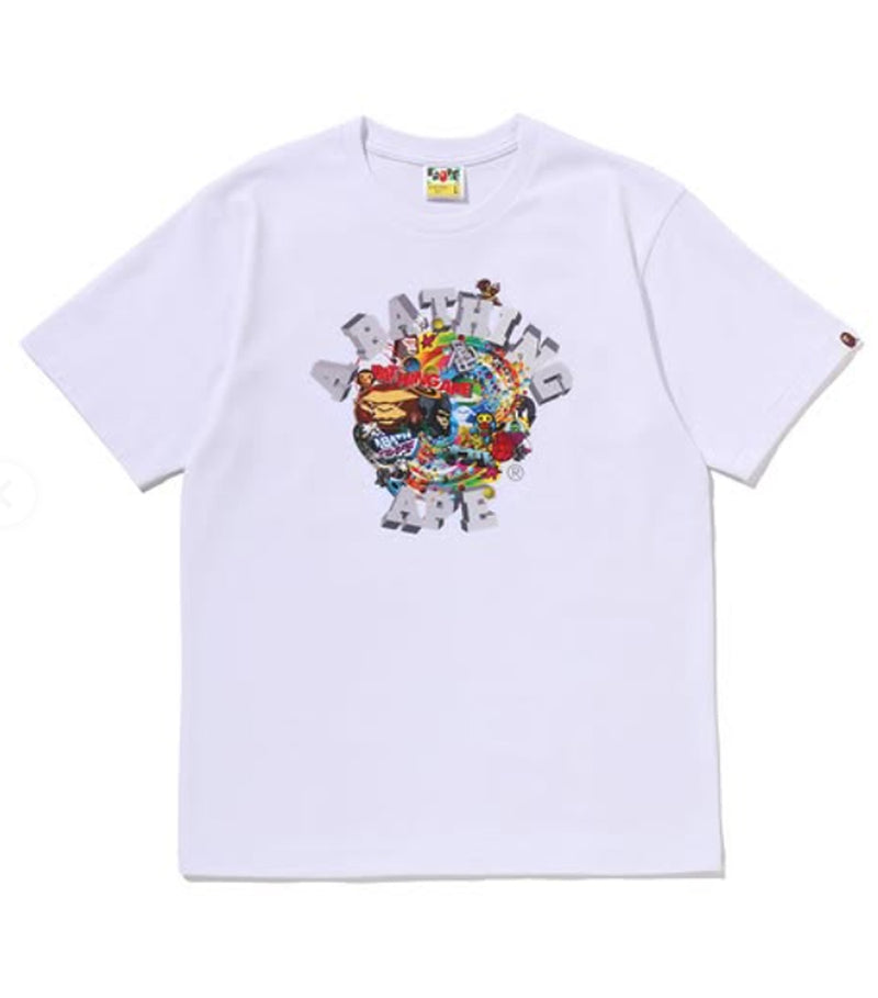 A BATHING APE COLORFULL 3D GRAPHIC COLLEGE TEE
