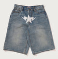 A BATHING APE TWIN STA KNEE LENGTH SELVEDGE DENIM SHORTS