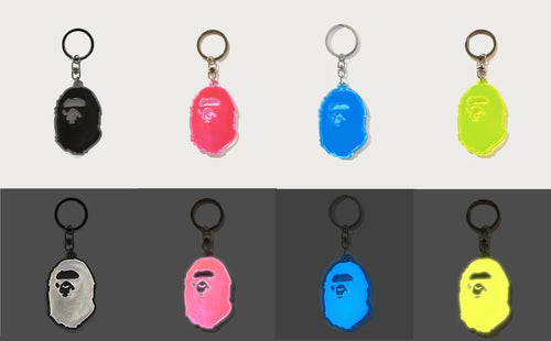 A BATHING APE APE HEAD REFLECTIVE KEYCHAIN