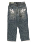 A BATHING APE CLOUD CAMO JACQUARD UPCYCLED RELAXED FIT 13 OZ DENIM PANTS