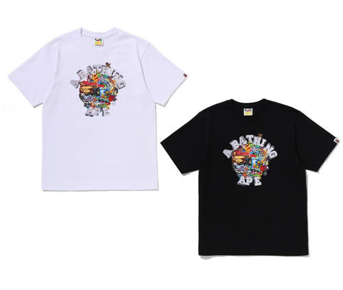 A BATHING APE COLORFULL 3D GRAPHIC COLLEGE TEE