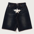 A BATHING APE TWIN STA KNEE LENGTH SELVEDGE DENIM SHORTS