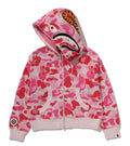 A BATHING APE Ladies' ABC CAMO TOWEL JACQUARD SHARK CROPPED FULL ZIP HOODIE