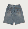 A BATHING APE TWIN STA KNEE LENGTH SELVEDGE DENIM SHORTS