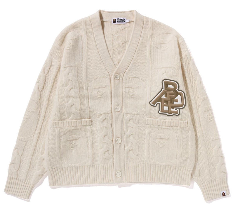 A BATHING APE CABLE KNIT CARDIGUN