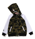 A BATHING APE BAPE KIDS 1ST CAMO SHARK HOODIE SWEAT VARSITY JACKET