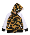 A BATHING APE BAPE KIDS 1ST CAMO SHARK HOODIE SWEAT VARSITY JACKET