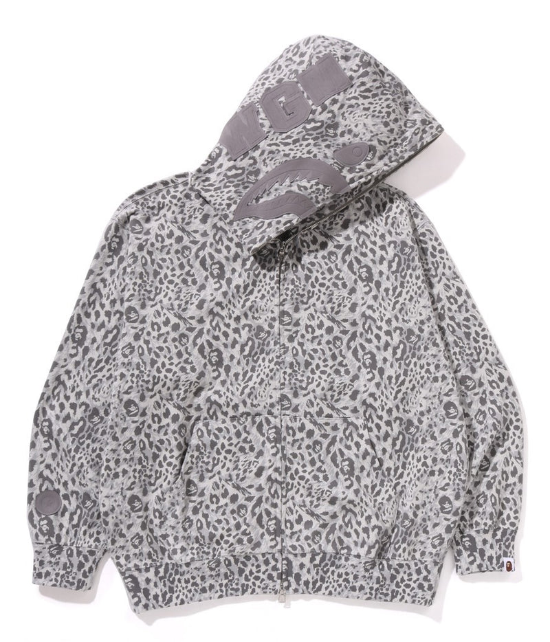 A BATHING APE WILD LEOPARD PATTERN SHARK RELAXED FULL ZIP HOODIE