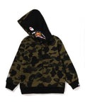 A BATHING APE BAPE KIDS 1ST CAMO MILO SHARK ZIP HOODIE
