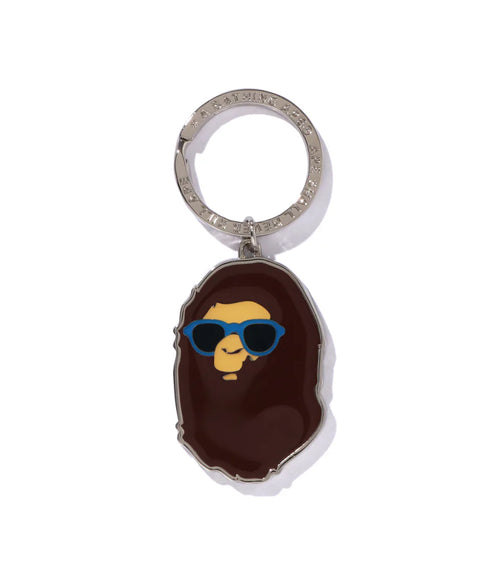 A BATHING APE RESORT APE HEAD METAL KEYCHAIN