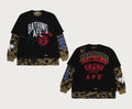 A BATHING APE DESTROYED MULTI LOGO 2 IN 1 RELAXED FIT LS TEE