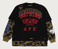 A BATHING APE DESTROYED MULTI LOGO 2 IN 1 RELAXED FIT LS TEE