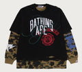 A BATHING APE DESTROYED MULTI LOGO 2 IN 1 RELAXED FIT LS TEE
