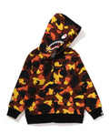 A BATHING APE BAPE KIDS 1ST CAMO MILO SHARK ZIP HOODIE