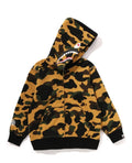 A BATHING APE BAPE KIDS 1ST CAMO MILO SHARK ZIP HOODIE