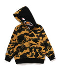 A BATHING APE BAPE KIDS 1ST CAMO MILO SHARK ZIP HOODIE