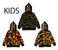 A BATHING APE BAPE KIDS 1ST CAMO MILO SHARK ZIP HOODIE