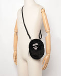 A BATHING APE APE HEAD FAUX FUR MINI SHOULDER BAG