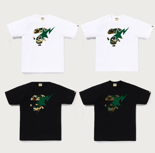 A BATHING APE 1ST CAMO APE FACE STA TEE