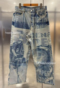 A BATHING APE OVERALL LASERED RELAXED FIT 13OZ DENIM PANTS