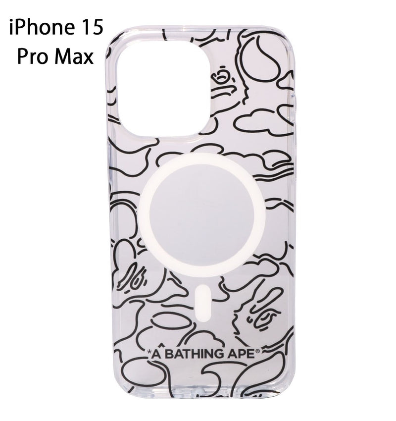 A BATHING APE NEON CAMO IPHONE 15 PRO MAX CLEAR CASE