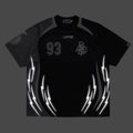 A BATHING APE APE FRAME PATTERN MULTI LOGO RELAXED FIT FOOTBALL JERSEY