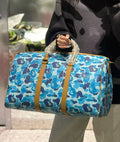 A BATHING APE ABC CAMO PU OSTRICH BOSTON BAG