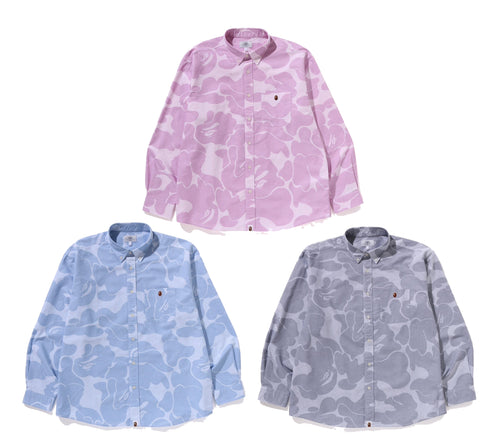 A BATHING APE STRIPE CAMO RELAXED FIT SHIRT