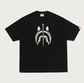A BATHING APE APLASH CAMO SHARK FACE RELAXED FIT TEE