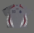 A BATHING APE APE FRAME PATTERN MULTI LOGO RELAXED FIT FOOTBALL JERSEY
