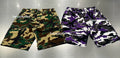A BATHING APE GLITCH WOODLAND CAMO SHORTS
