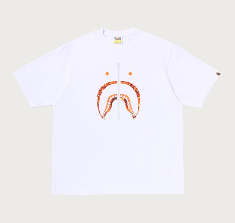 A BATHING APE APLASH CAMO SHARK FACE RELAXED FIT TEE