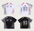 A BATHING APE APE FRAME PATTERN MULTI LOGO RELAXED FIT FOOTBALL JERSEY