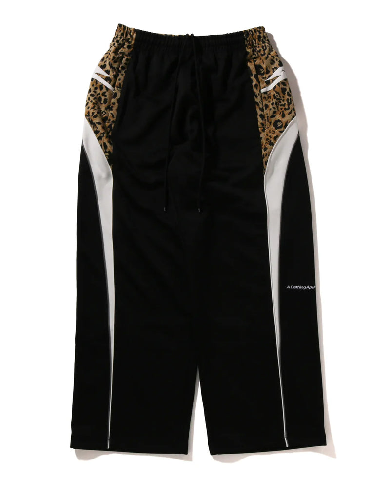 A BATHING APE WILD LEOPARD PATTERN OVERSIZED FIT TRACK PANTS