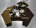 A BATHING APE Ladies' STA OVER PRINT 1ST CAMO CRYSTAL STONE COLLEGE FULL ZIP HOODIE