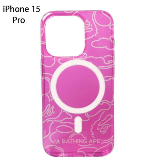 A BATHING APE NEON CAMO IPHONE 15 PRO CLEAR CASE