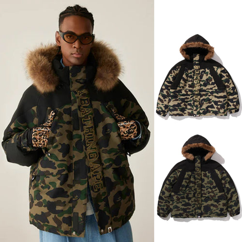 A BATHING APE 1ST CAMO SNOWBOARD DOWN JACKET