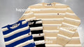 A BATHING APE STRIPE ONE POINT RELAXED FIT POCKET L/S TEE