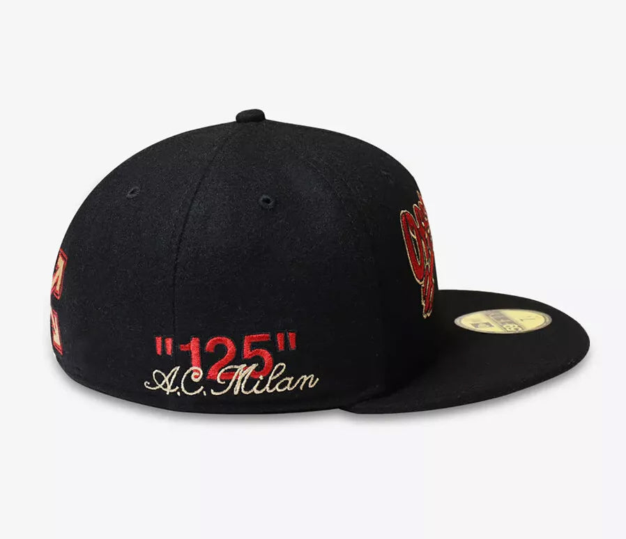 NEW ERA x Off White x AC Milan 2024 59 FIFTY CAP Black x Red w/ Pouch