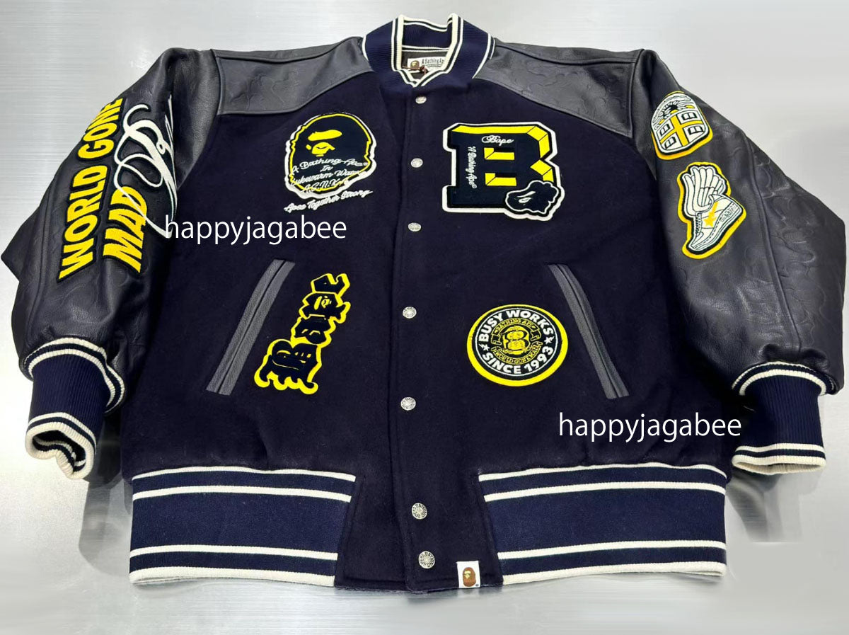 BAPE PATCH VARSITY JACKET M-