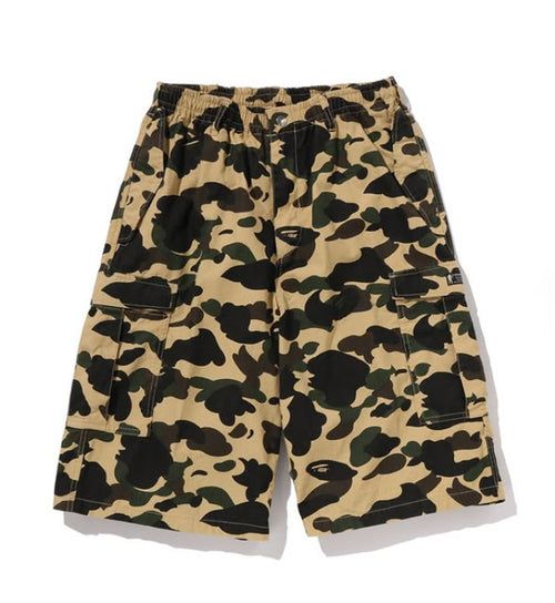 A BATHING APE 1ST CAMO RIPSTOP CARGO SHORTS